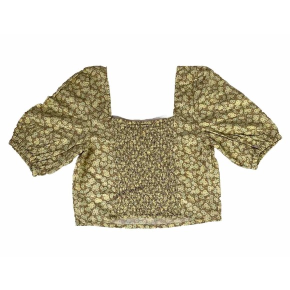 BP Crop Top Size Small Floral Print Smocked - Picture 2 of 11